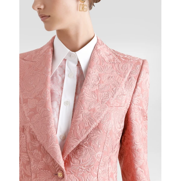Dolce & Gabbana Single-breasted floral quilted jacquard Turlington jacket, view 4