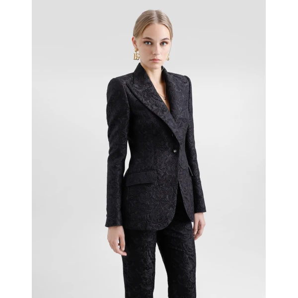 Dolce & Gabbana Single-breasted floral quilted jacquard Turlington jacket, view 4