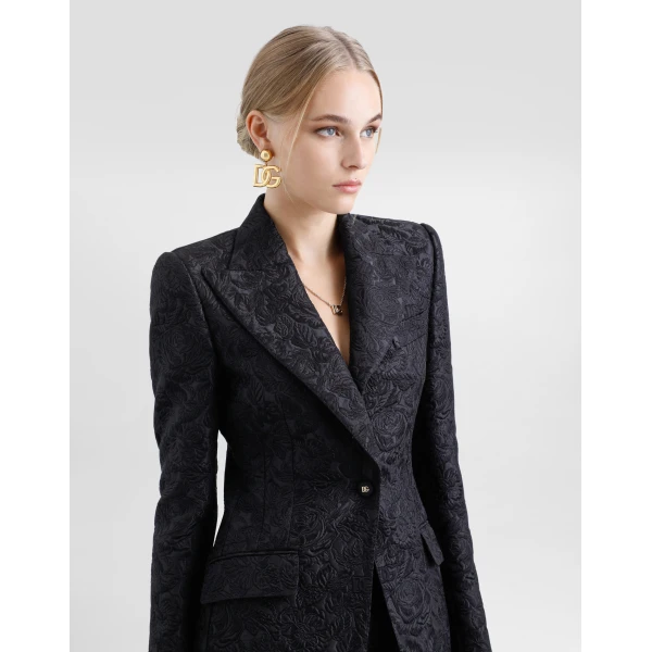 Dolce & Gabbana Single-breasted floral quilted jacquard Turlington jacket, view 5