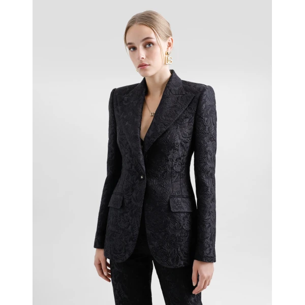 Dolce & Gabbana Single-breasted floral quilted jacquard Turlington jacket, view 6