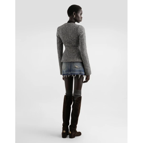 Dolce & Gabbana Single-breasted jacket in wool chevron, view 3