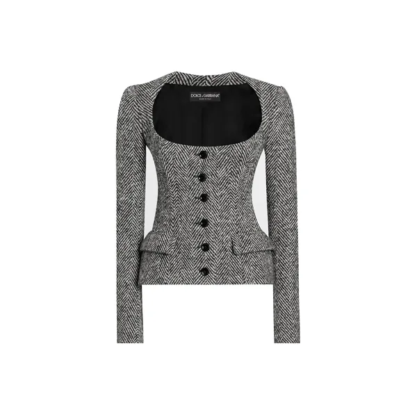Dolce & Gabbana Single-breasted jacket in wool chevron
