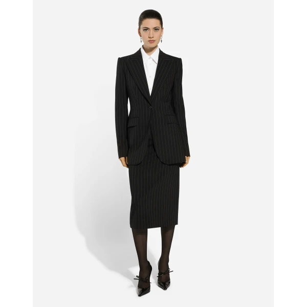 Dolce & Gabbana Single-breasted pinstripe wool Turlington jacket, view 2