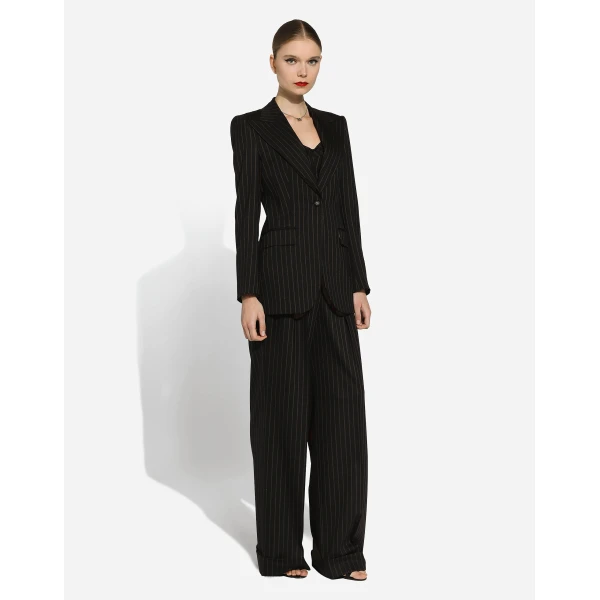 Dolce & Gabbana Single-breasted pinstripe wool Turlington jacket, view 2