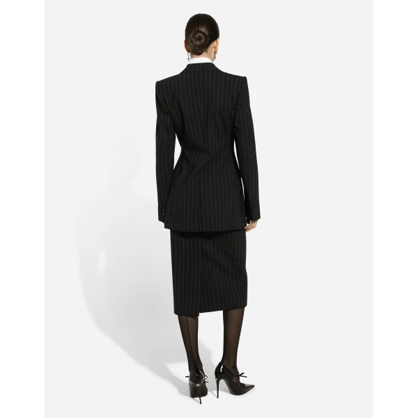 Dolce & Gabbana Single-breasted pinstripe wool Turlington jacket, view 3