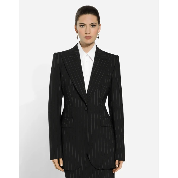 Dolce & Gabbana Single-breasted pinstripe wool Turlington jacket, view 4