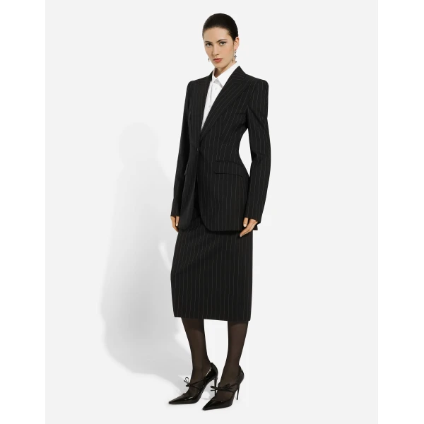 Dolce & Gabbana Single-breasted pinstripe wool Turlington jacket, view 5