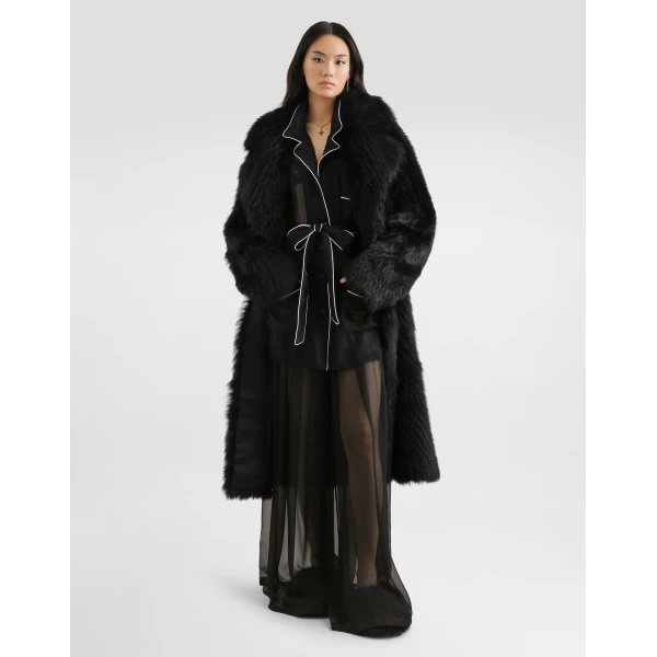 Dolce & Gabbana Single-breasted shearling coat, view 2