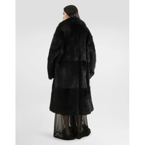 Dolce & Gabbana Single-breasted shearling coat, view 3