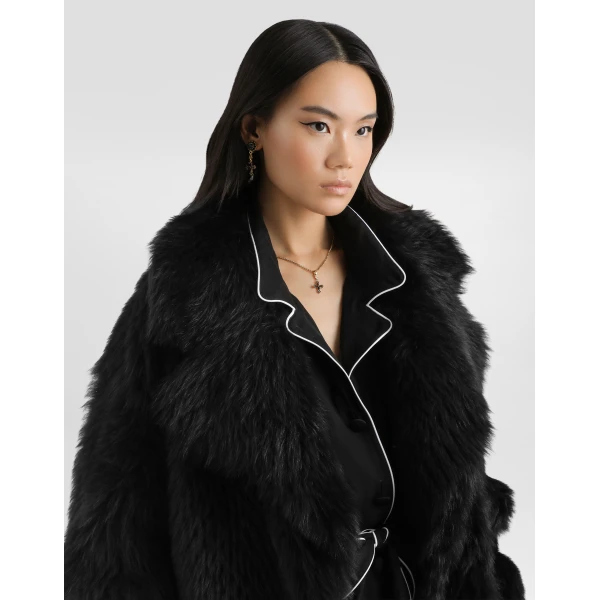 Dolce & Gabbana Single-breasted shearling coat, view 4