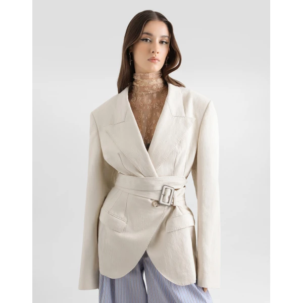 Dolce & Gabbana Single-breasted taormina jacket in rustic canvas, view 4