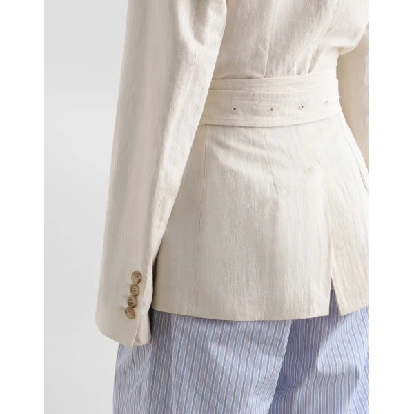 Dolce & Gabbana Single-breasted taormina jacket in rustic canvas, view 6