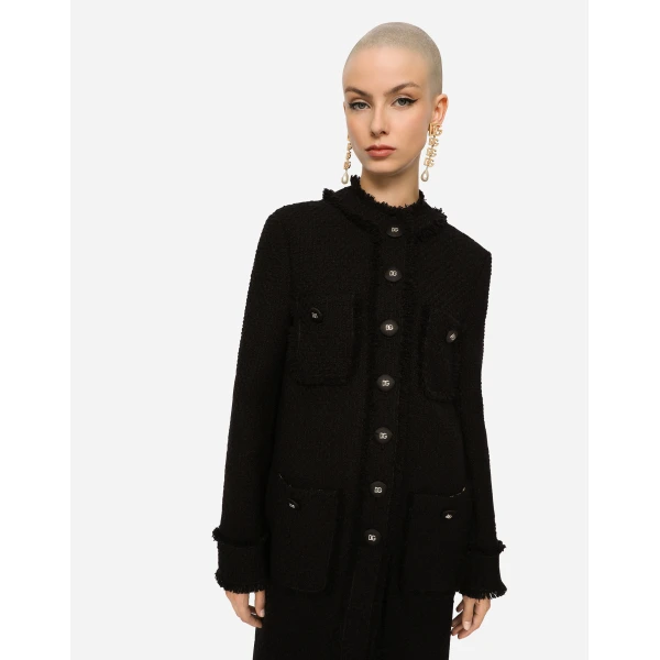 Dolce & Gabbana Single-breasted tweed coat, view 3