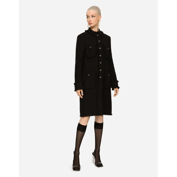 Dolce & Gabbana Single-breasted tweed coat, view 4