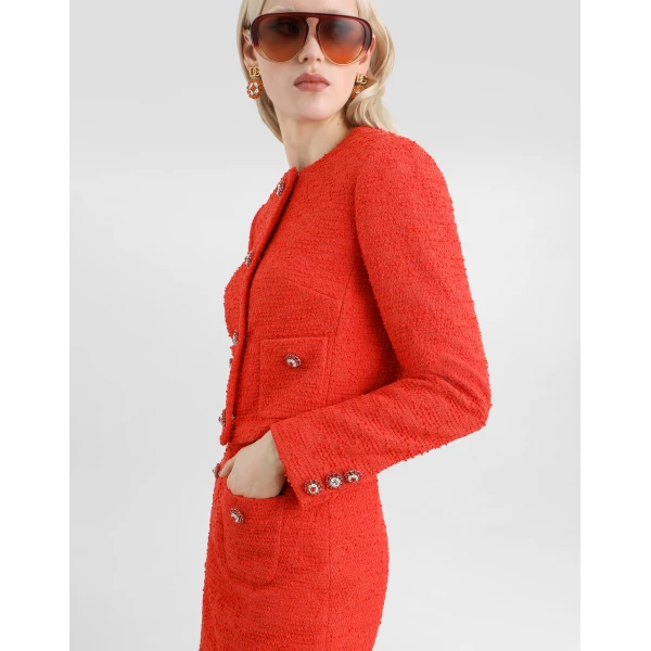 Dolce & Gabbana Single-breasted tweed jacket with jewel buttons, view 4