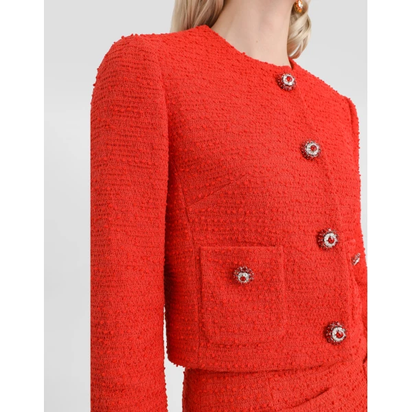Dolce & Gabbana Single-breasted tweed jacket with jewel buttons, view 5