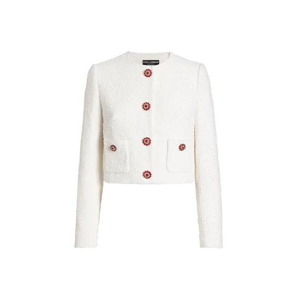 Dolce & Gabbana Single-breasted tweed jacket with jewel buttons