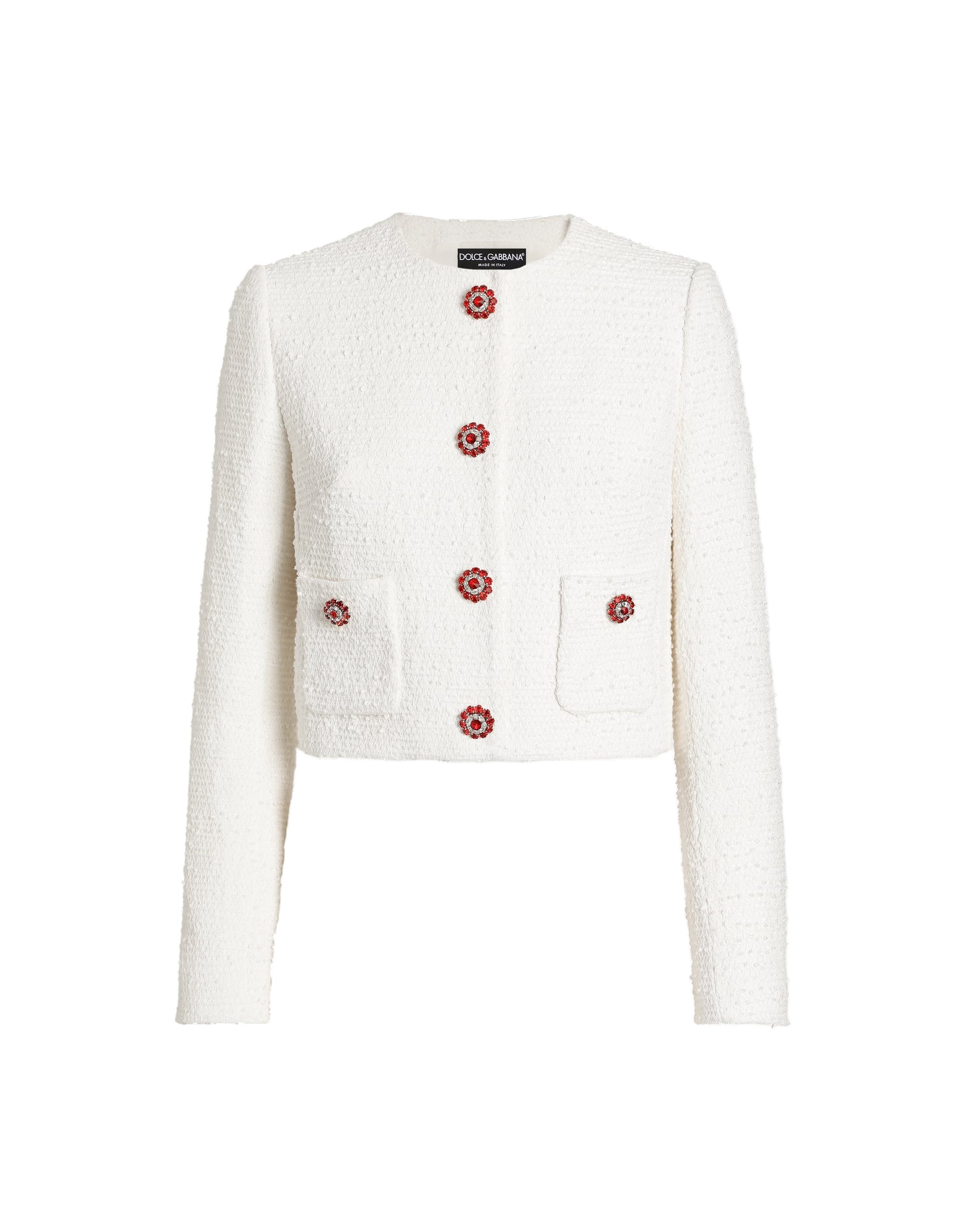 Dolce & Gabbana Single-breasted tweed jacket with jewel buttons