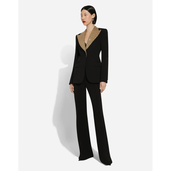 Dolce & Gabbana Single-breasted wool Turlington jacket with sequined lapels, view 2