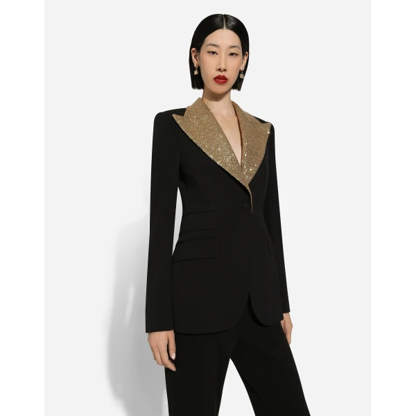Dolce & Gabbana Single-breasted wool Turlington jacket with sequined lapels, view 4
