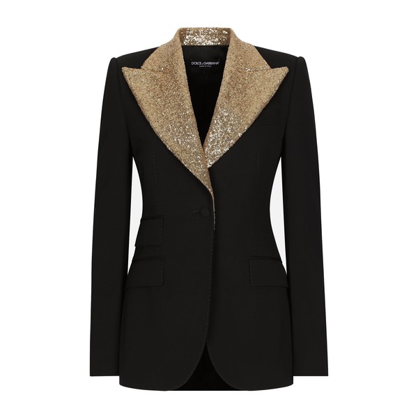 Dolce & Gabbana Single-breasted wool Turlington jacket with sequined lapels