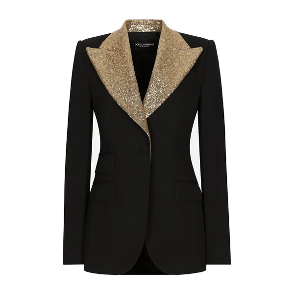 Dolce & Gabbana Single-breasted wool Turlington jacket with sequined lapels