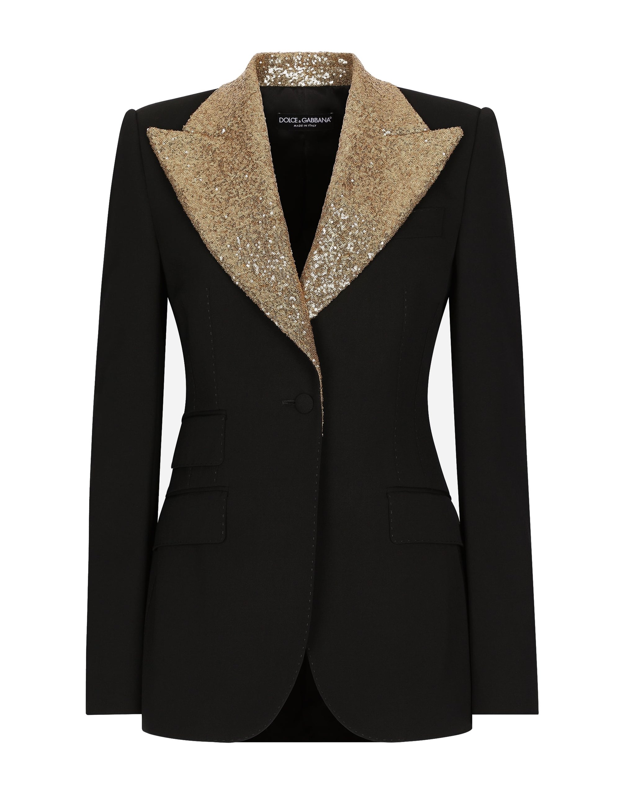 Dolce & Gabbana Single-breasted wool Turlington jacket with sequined lapels