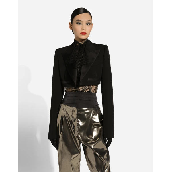 Dolce & Gabbana Single-breasted wool gabardine Spencer tuxedo jacket, view 5