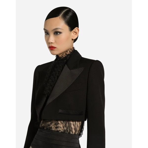 Dolce & Gabbana Single-breasted wool gabardine Spencer tuxedo jacket, view 6