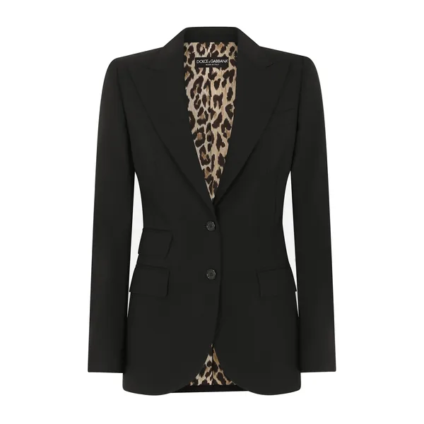 Single-breasted woolen Turlington blazer