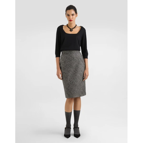 Dolce & Gabbana Skirt in wool blend chevron, view 2