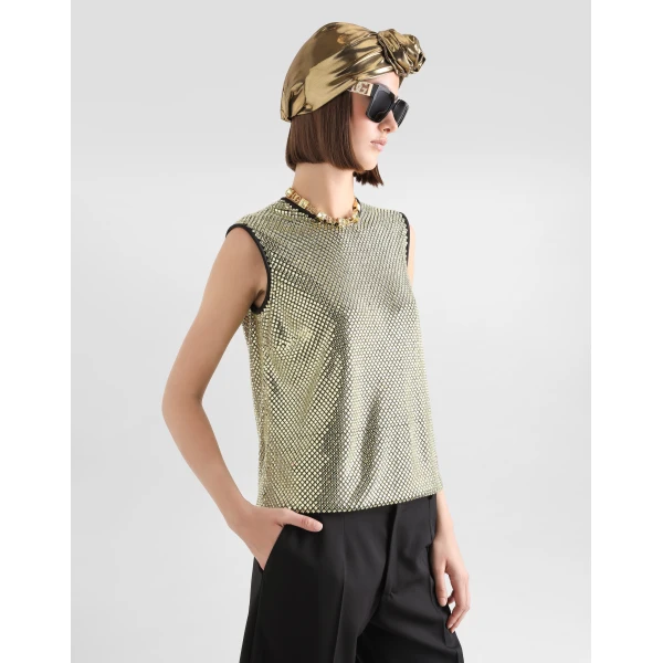 Dolce & Gabbana Sleeveless blouse in crystal mesh, view 5