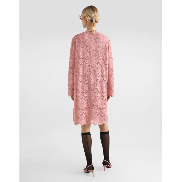 Dolce & Gabbana Sleeveless floral lace A-line dress with DG logo, view 3