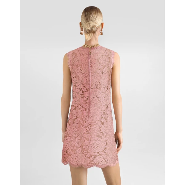 Dolce & Gabbana Sleeveless floral lace A-line dress with DG logo, view 5
