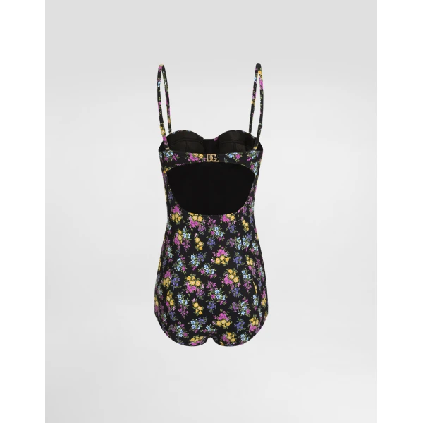 Dolce & Gabbana Small floral-print balconette one-piece swimsuit, view 2