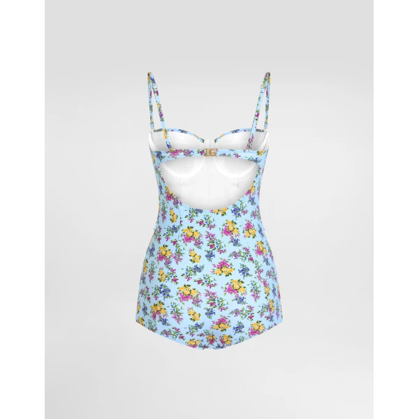 Dolce & Gabbana Small floral-print balconette one-piece swimsuit, view 3