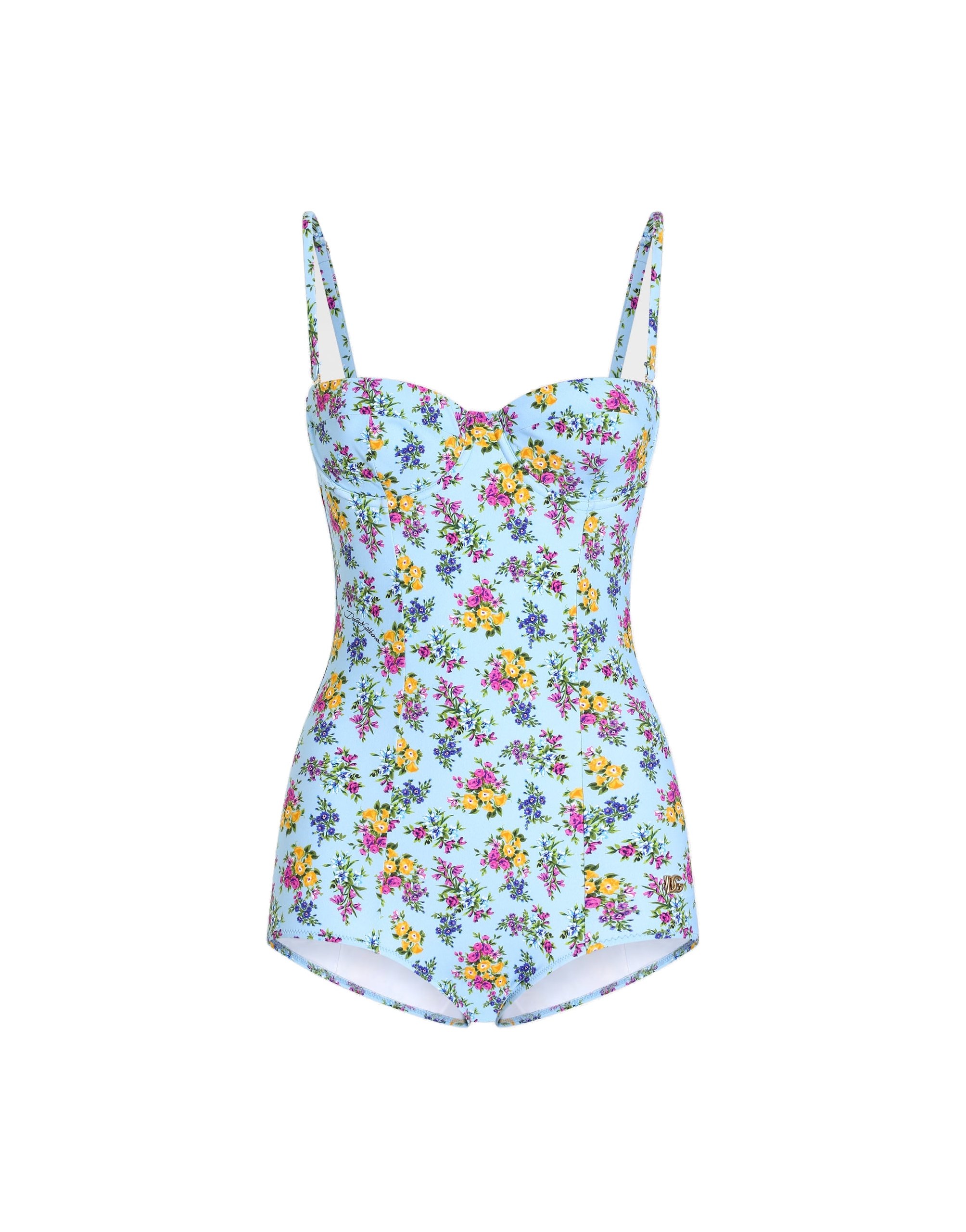 Dolce & Gabbana Small floral-print balconette one-piece swimsuit