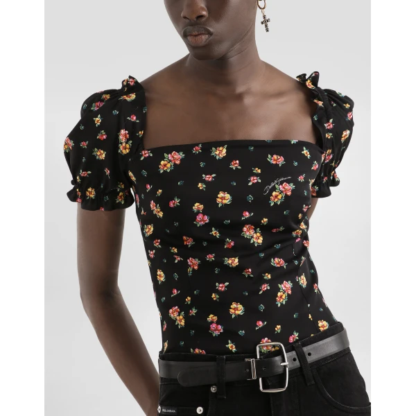 Dolce & Gabbana Small floral-print charmeuse top, view 4
