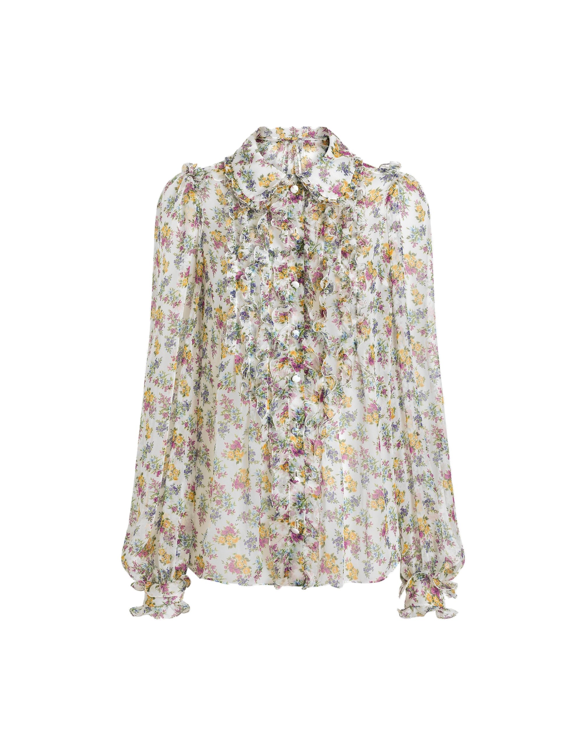 Dolce & Gabbana Small floral-print chiffon shirt