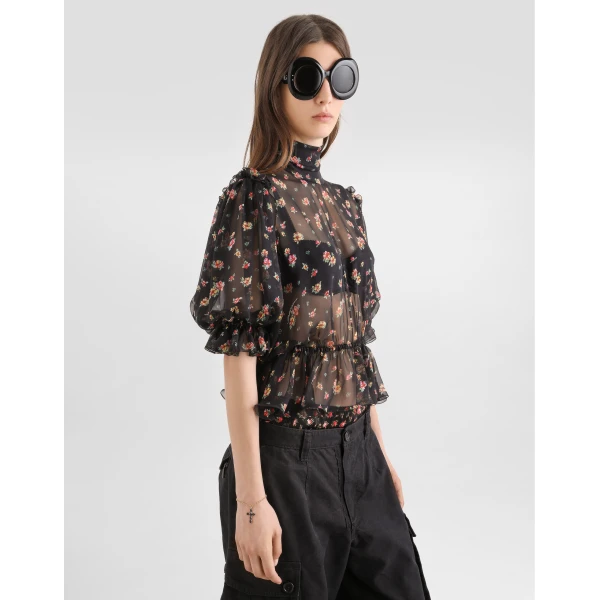 Dolce & Gabbana Small floral-print chiffon top, view 4