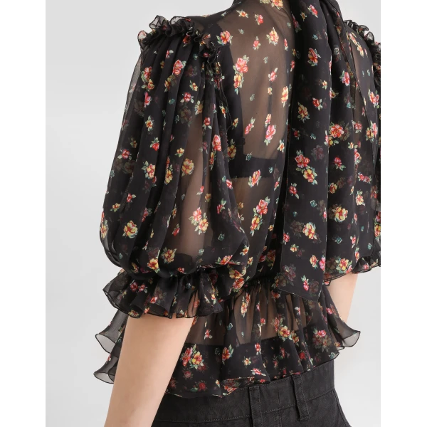 Dolce & Gabbana Small floral-print chiffon top, view 5