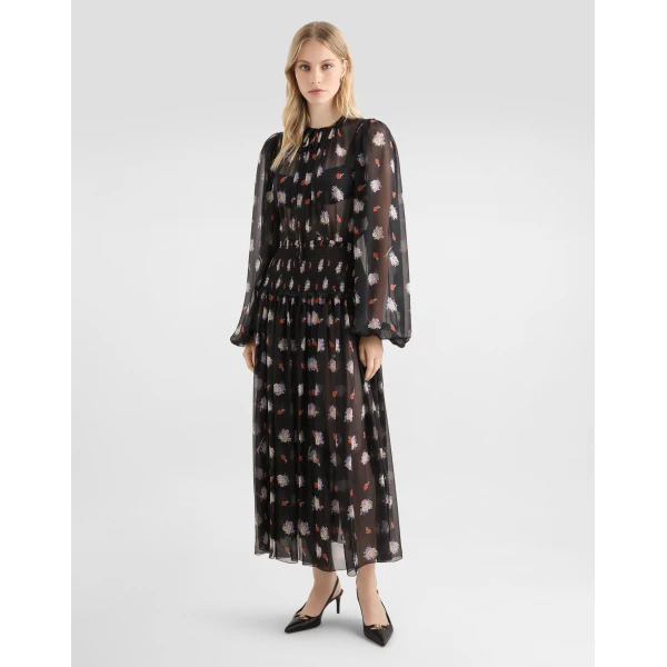 Dolce & Gabbana Small floral-print long chiffon dress, view 2