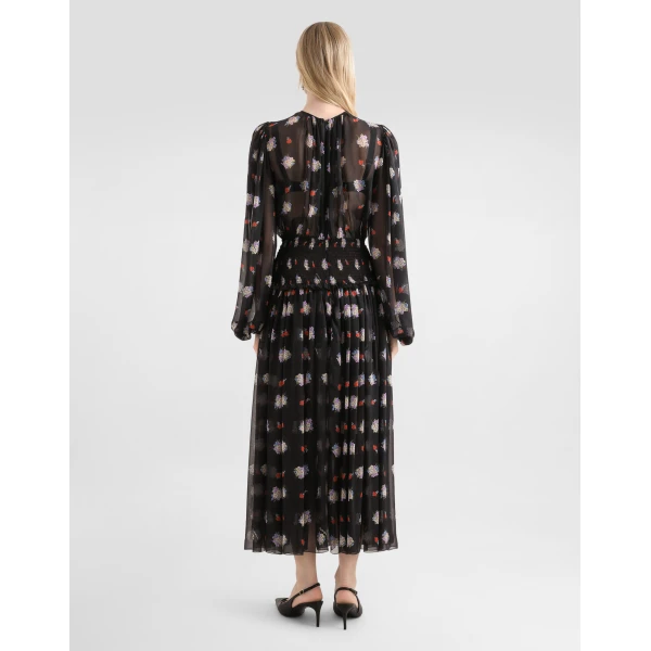 Dolce & Gabbana Small floral-print long chiffon dress, view 3