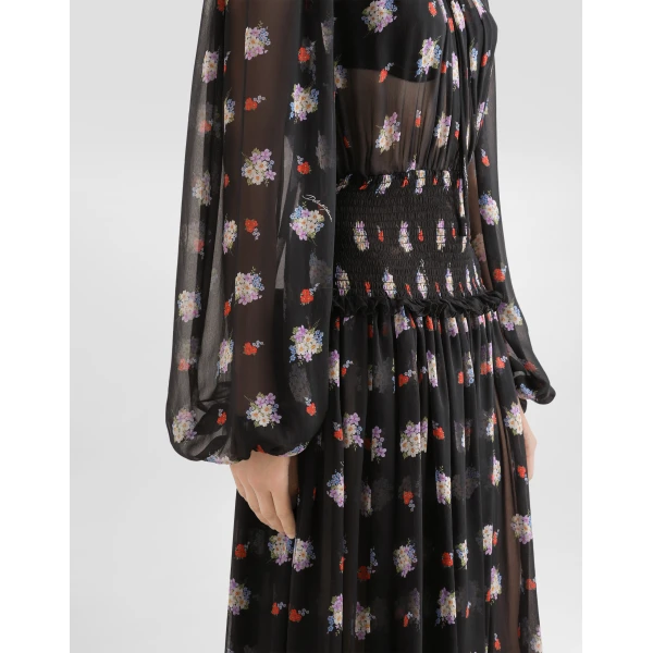 Dolce & Gabbana Small floral-print long chiffon dress, view 4