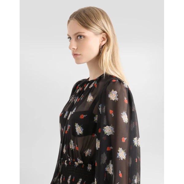 Dolce & Gabbana Small floral-print long chiffon dress, view 5