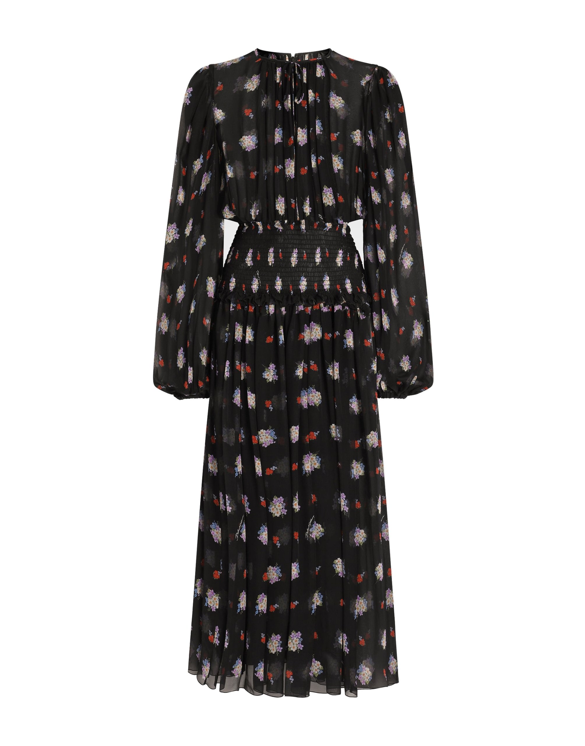 Dolce & Gabbana Small floral-print long chiffon dress
