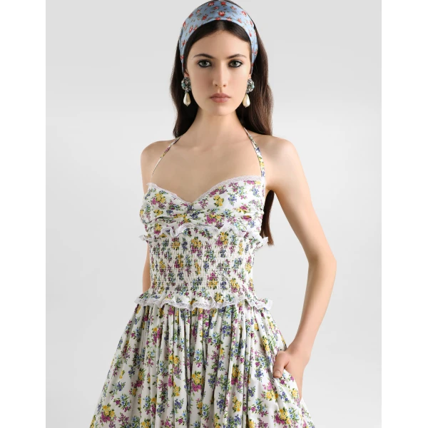 Dolce & Gabbana Small floral-print poplin dress, view 4
