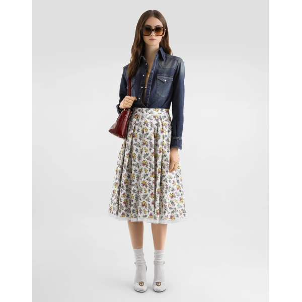 Dolce & Gabbana Small floral-print poplin skirt, view 2