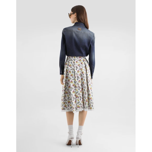 Dolce & Gabbana Small floral-print poplin skirt, view 3