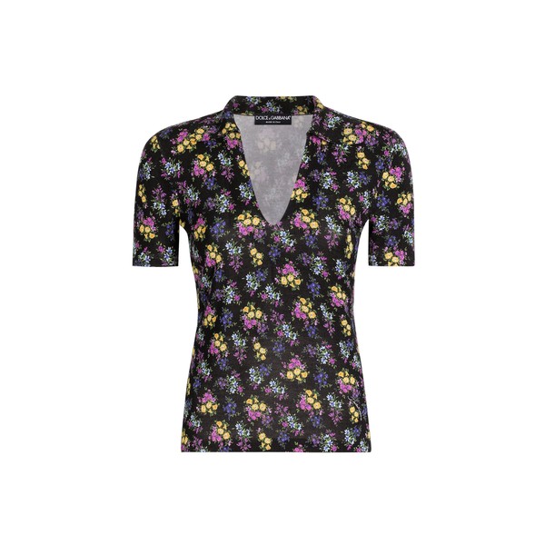 Dolce & Gabbana Small floral-print silk pullover Top